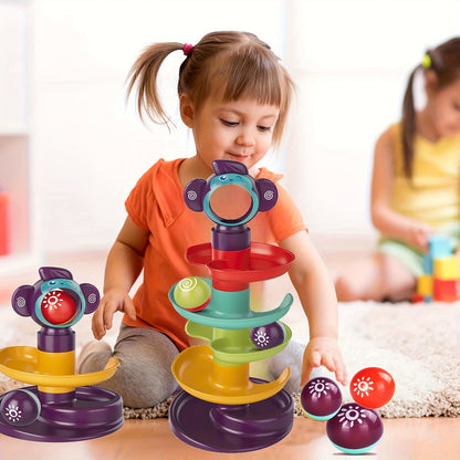Multi-Color 5-Layer Ball Track Tower - Educational Spinning Balls Toy for Youngsters