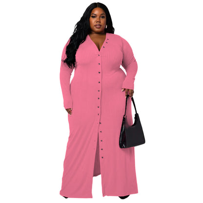 Plus Size Women's Striped Split Dress