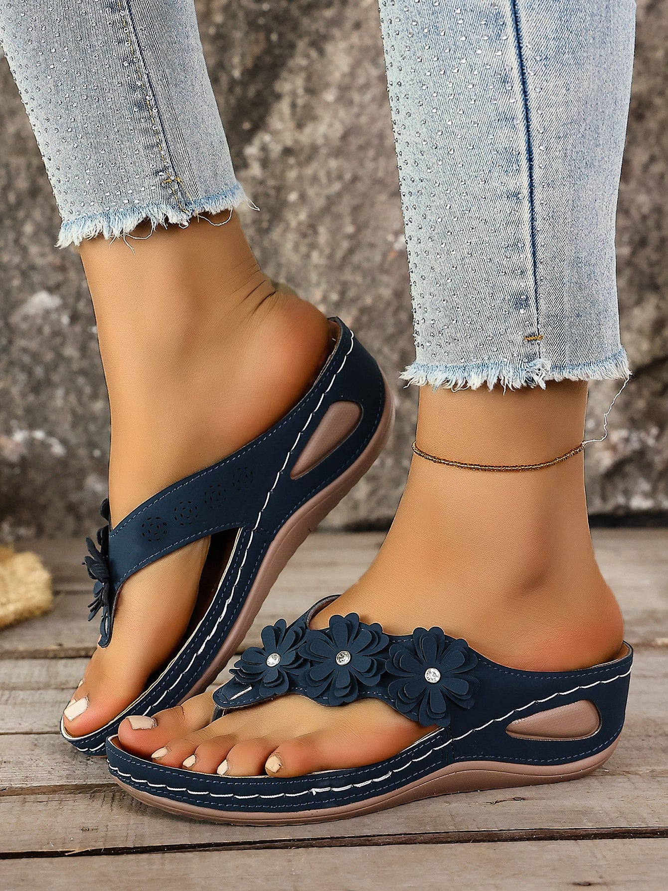 Floral Platform Flip-Flops for Women
