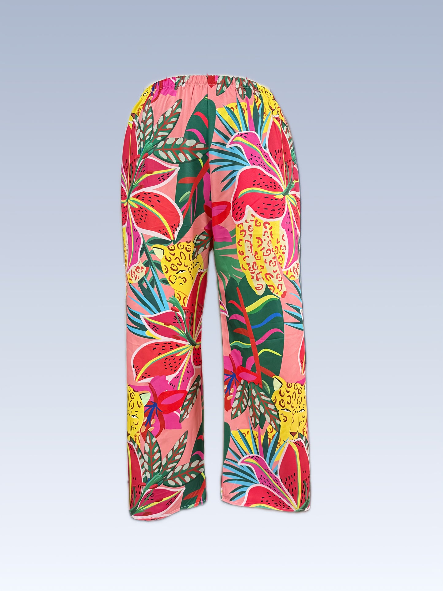 Directional Style  Plus Size Floral Print Pleated Loose Pants