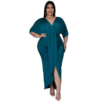 Elegant Plus Size V-Neck Party Dress for Women