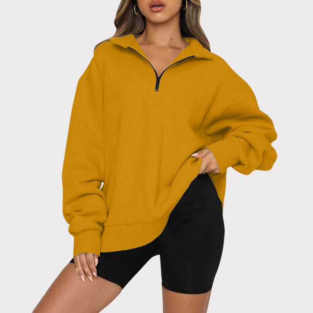 Plus Size Oversized Half Zip Pullover Sweatshirt