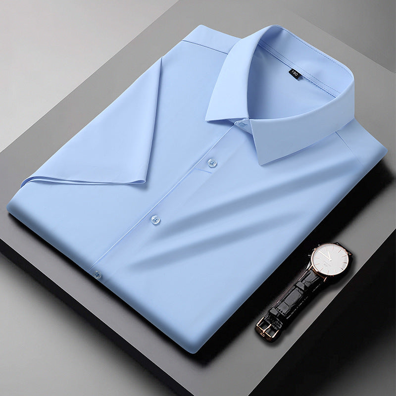 Plus Size Men's Short Sleeve Shirt in Ice Silk Fabric