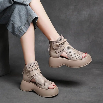 Retro Hollow High-Top Platform Heel Women's Sandals