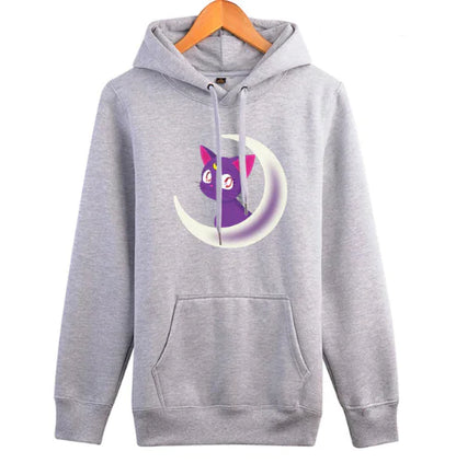 Women's Hooded Sweatshirt with Fleece Cat Design