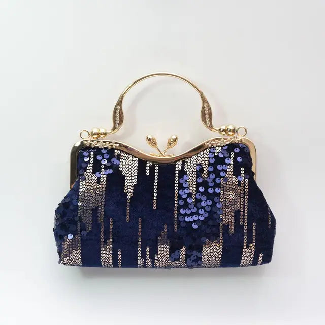 Velvet Clutch Evening Handbags with Sequin Design