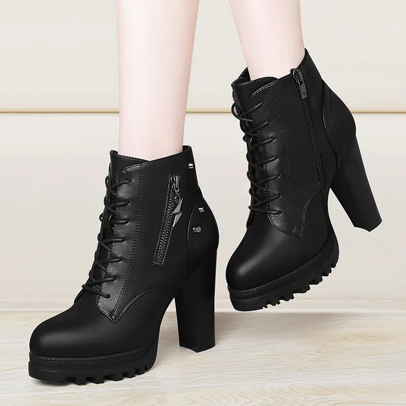 Women's Chunky Heel Waterproof Platform Martin Boots