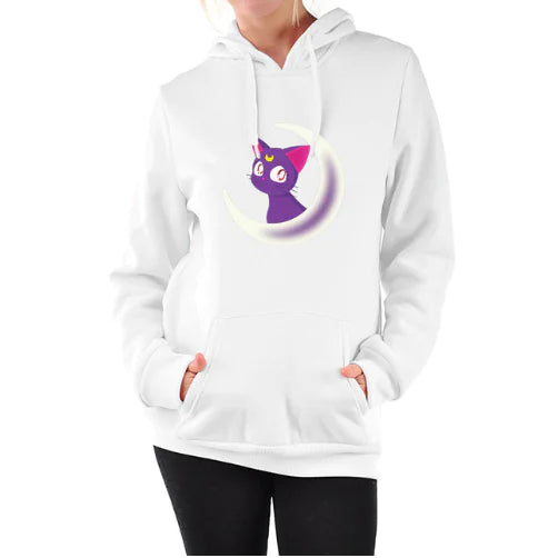 Women's Hooded Sweatshirt with Fleece Cat Design