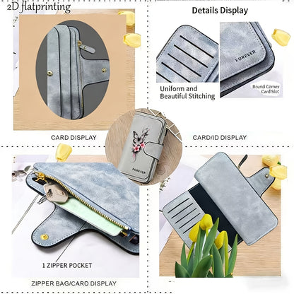 Butterfly & Flowers Wallet  Fold over Design  Wallet