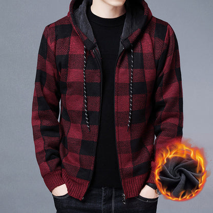 Warm Hooded Fleece Cardigan Knit Sweater Jacket