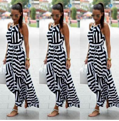 New Geometric Strap Dress - Long Style