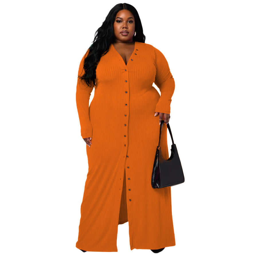 Plus Size Women's Striped Split Dress