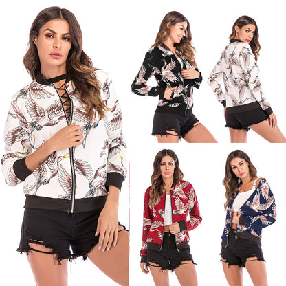 Women's Casual Printed Loose Baseball Jacket for Fall/Winter