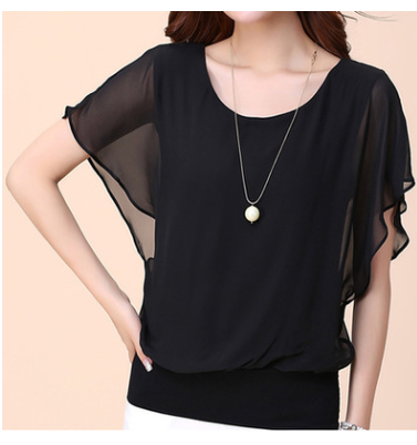 Plus Size Batwing Sleeve Chiffon Blouse for Women