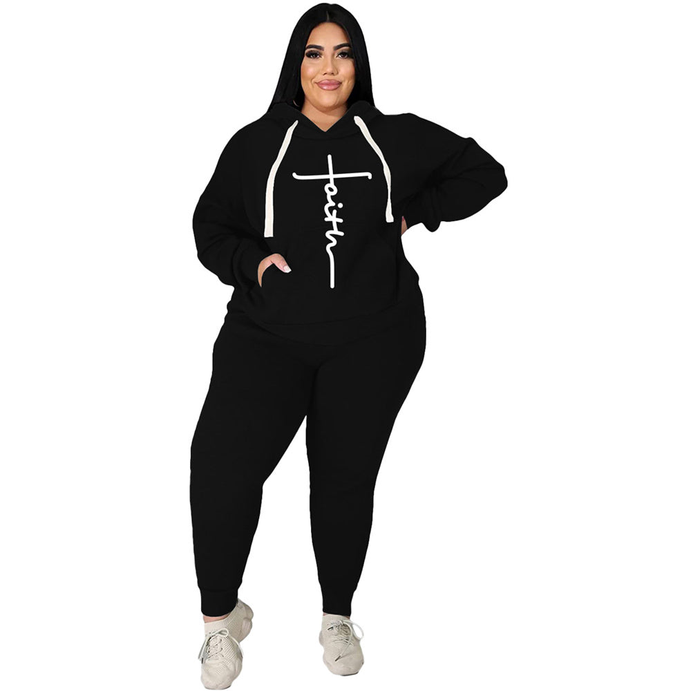 Trendy Plus Size Women's 2-Piece Tracksuit Set