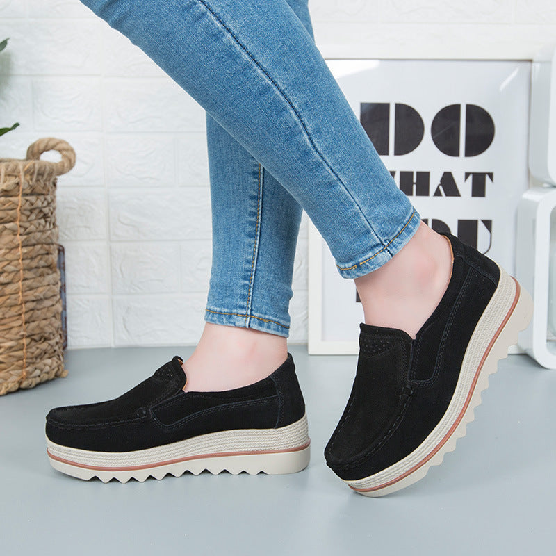Women's Thick Sole Suede Height Increasing Shoes