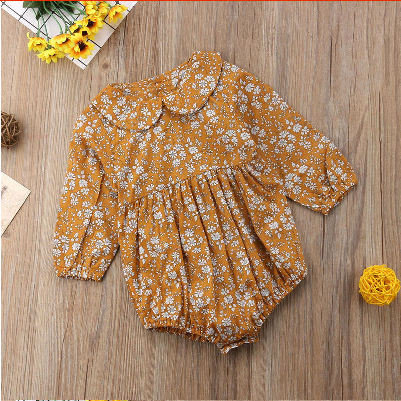 Floral Long Sleeve Baby Romper for Girls
