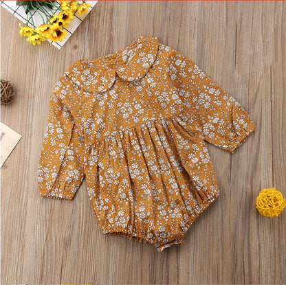 Floral Long Sleeve Baby Romper for Girls