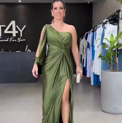 Elegant Waist-Tie Slim Fit Maxi Dress