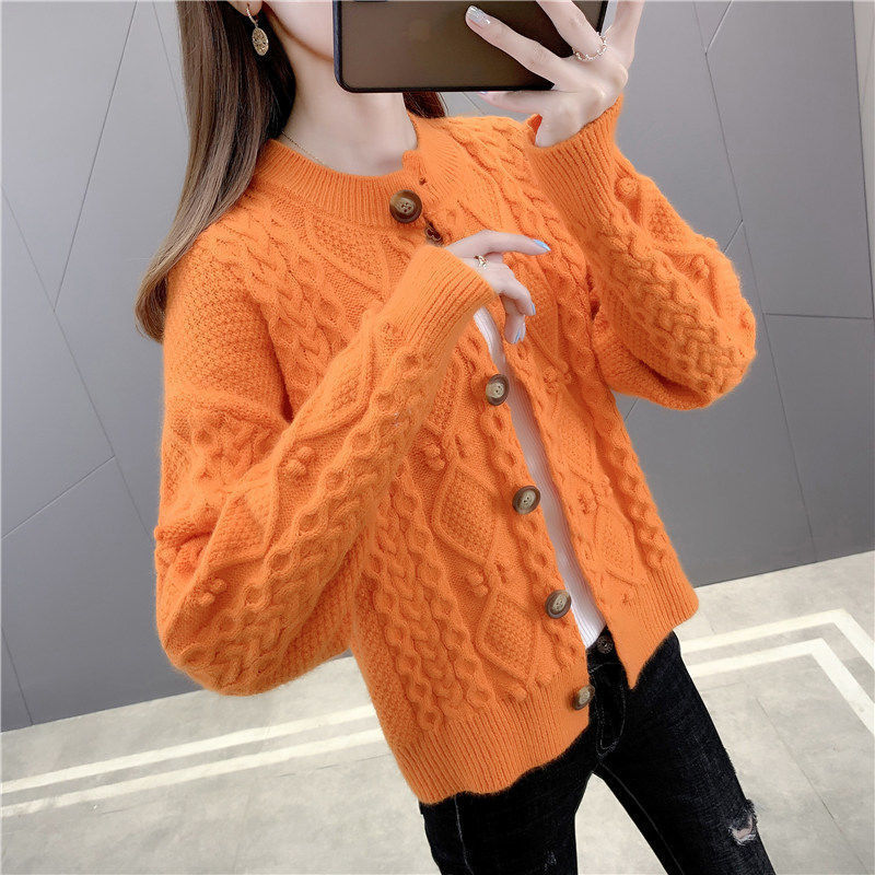 Women's Solid Color Loose Knit Cardigan Sweater