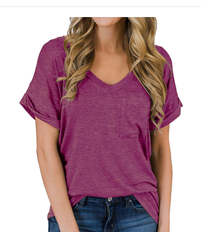 Irregular V-Neck Loose Short Sleeve T-Shirt