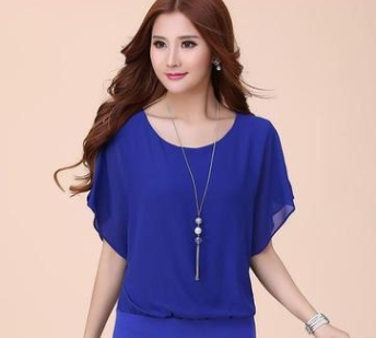 Plus Size Batwing Sleeve Chiffon Blouse for Women