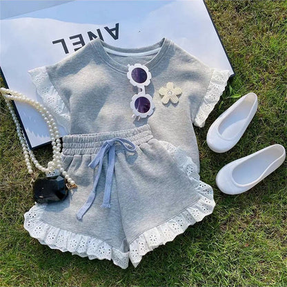 Girls Cotton Short Sleeve Shorts Set  Style