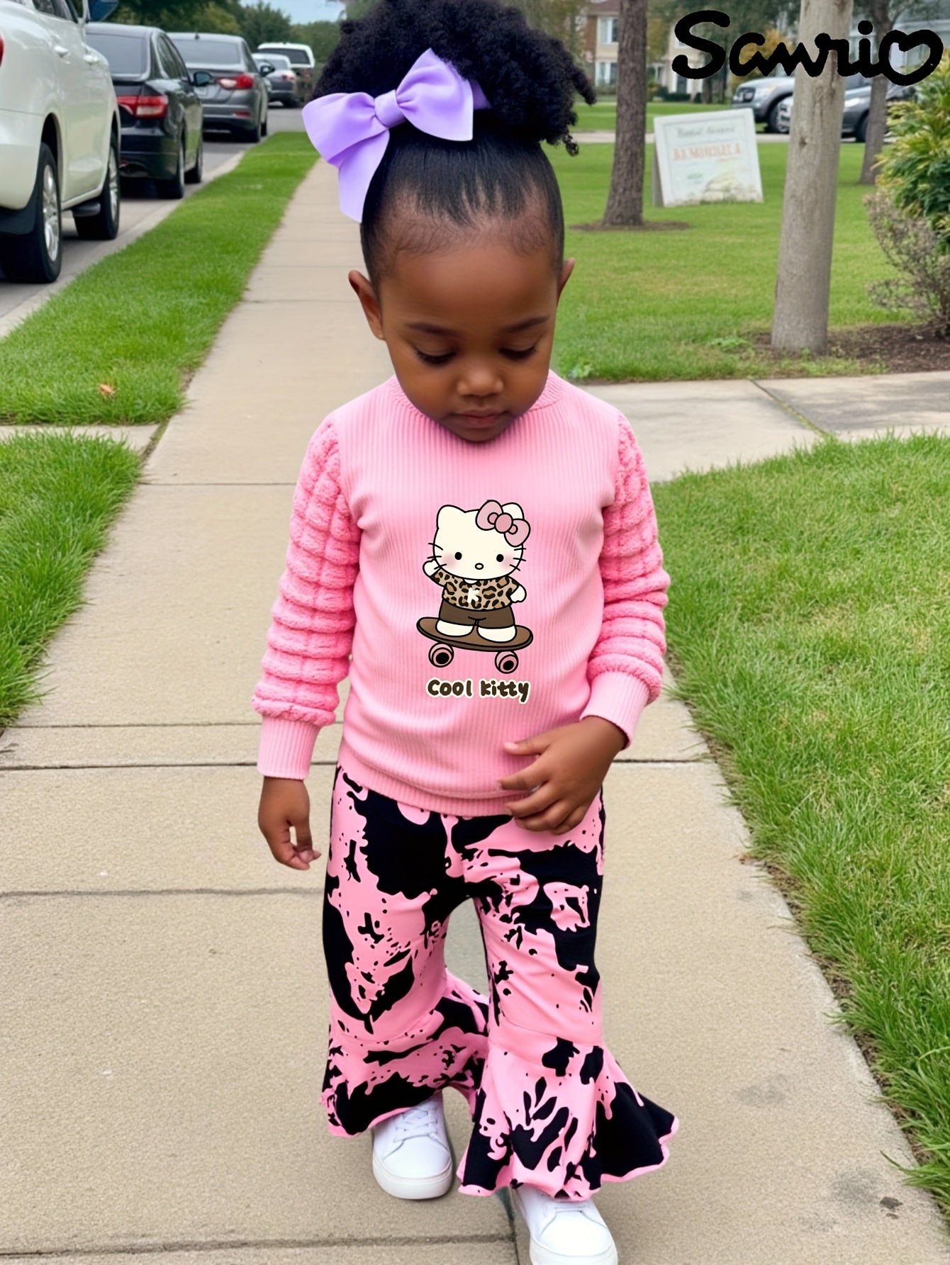 Sanrio 2pcs Kids Set, Casual Cute Cartoon Hello Kitty