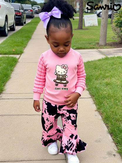 Sanrio 2pcs Kids Set, Casual Cute Cartoon Hello Kitty