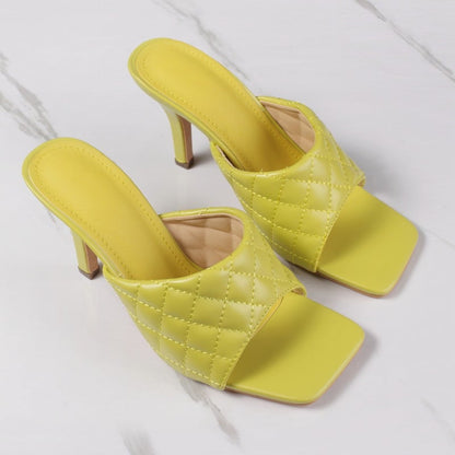 Checked High-Heeled Sandals for Spring and Summer