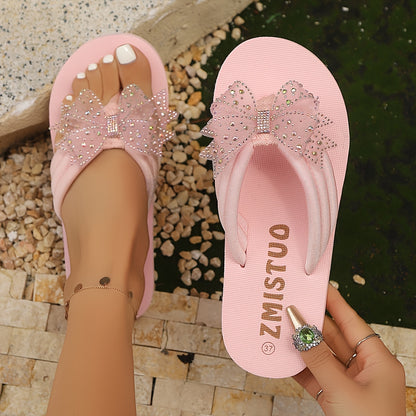 Women's Glitter Bow Flip-Flops