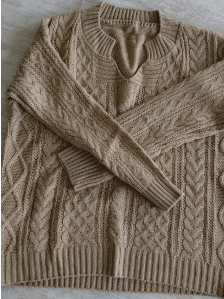 Chic Women's Knitted V-Neck Sweater for Autumn Winter