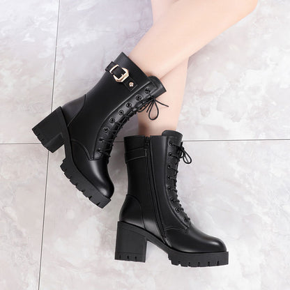 Women's Spring Autumn Martin Boots with Chunky Heels