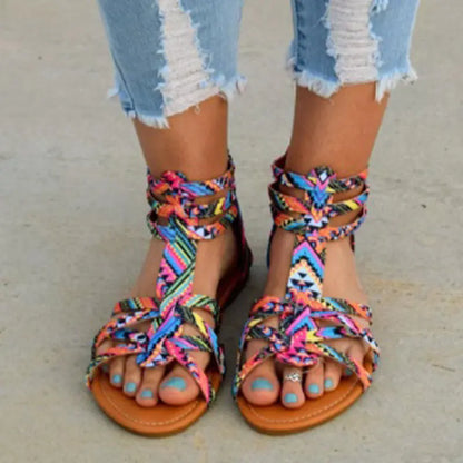Colorful Lace Plus Size Roman Sandals