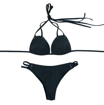 Sexy Solid Color Tie-String Bikini Set
