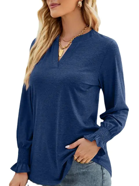 Lightweight V-Neck Long Sleeve Sweatshirt for Women