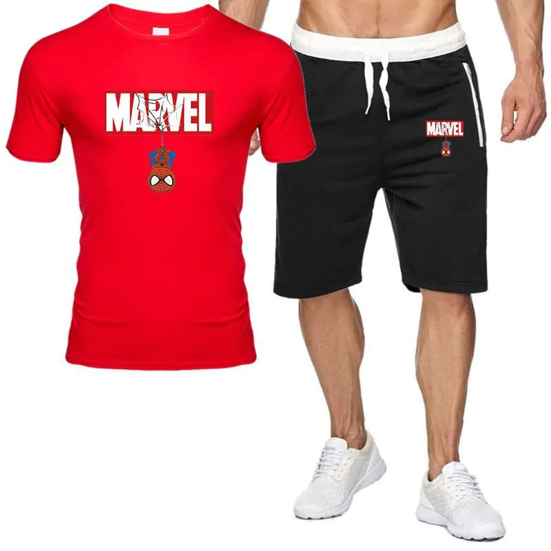 Men's Summer Casual Set with Printed T-Shirt and Shorts