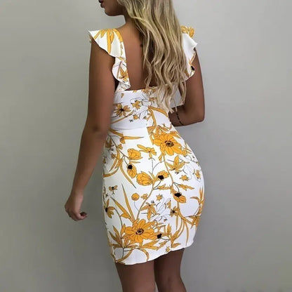 Versatile Women's Sleeveless Printed Hip Dress