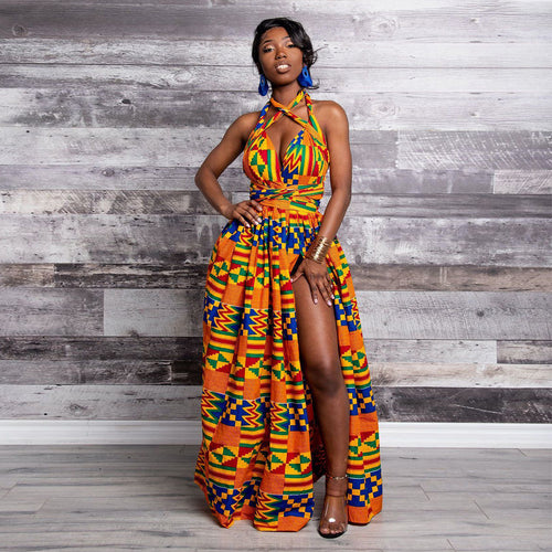 African Print Irregular Dress with Versatility