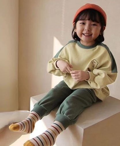 Embroidered Animal Sweatshirts for Boys and Girls Set