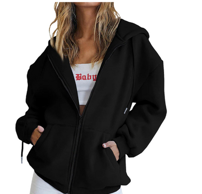 Women's Thickened Fleece Hooded Jacket Cardigan