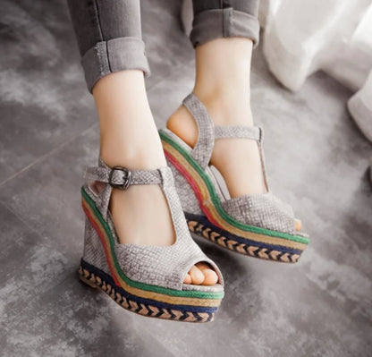 Thick-Soled Women's High Heel Wedge Sandals - Trendy Attic Store01