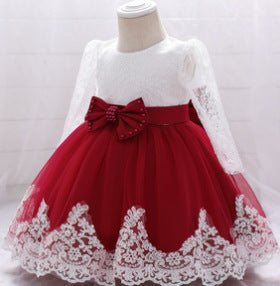 Lace Stitching Long-Sleeved Washing Gown