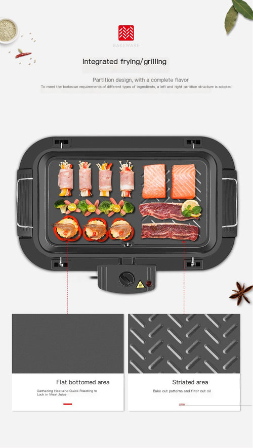 Square Smokeless Electric Grill with Temperature Control