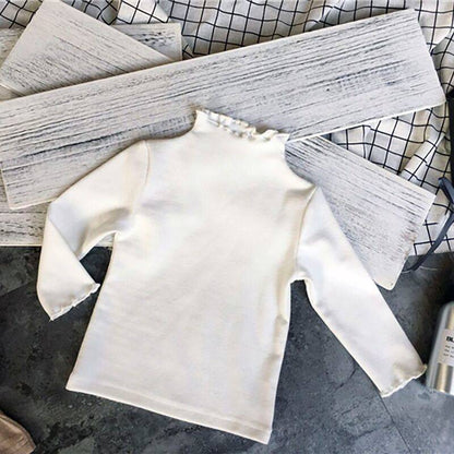 White Long Sleeve Top for Baby Girls with Turtleneck
