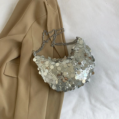 Sequin Bag Women  New Trendy Versatile Chain Solid One Shoulder Bags
