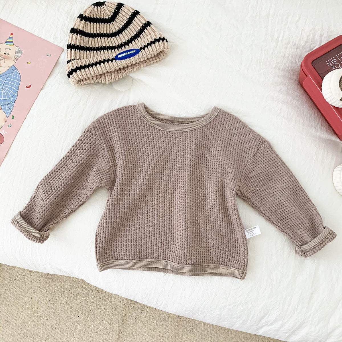 Rough Waffle Long Sleeve Top for Boys and Girls