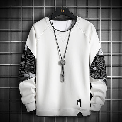 Men's Long-Sleeved Casual Sweater - Trendy Round Neck