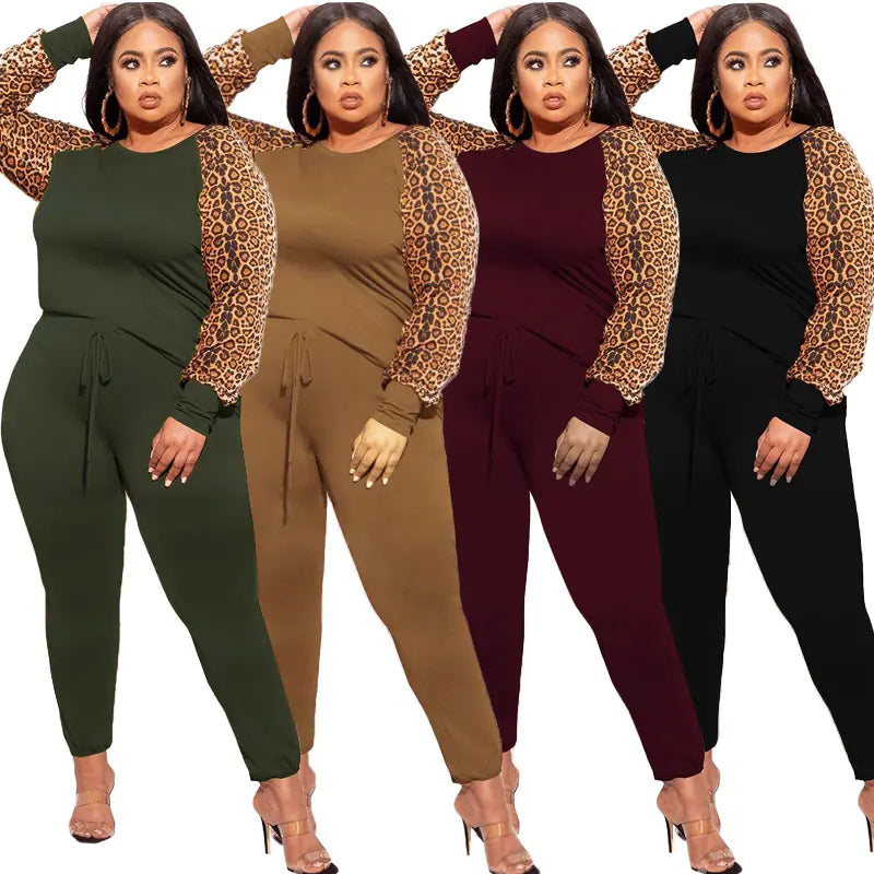 Plus Size 2-Piece Leopard Print Outfit for Women