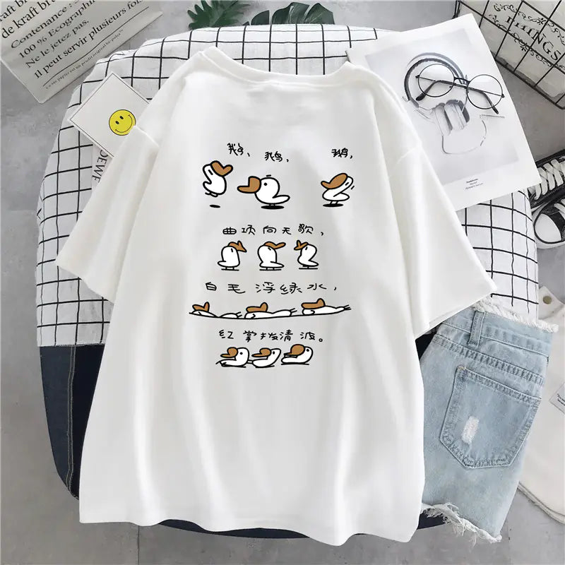 Plus Size Cotton T-Shirt for Women - Loose Fit Summer Top